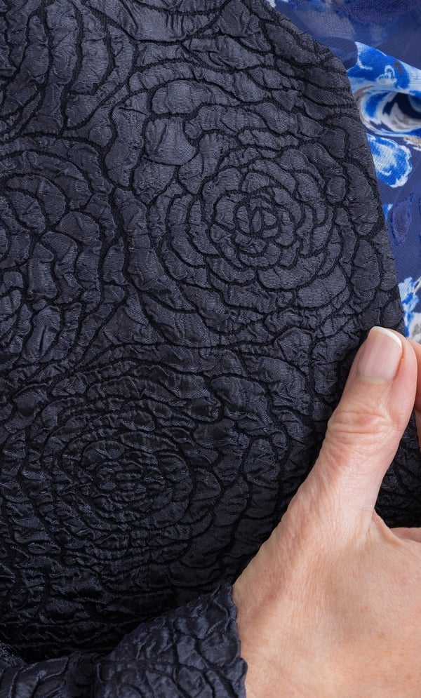 Anna Rose Jacquard Peplum Jacket in Blue | Klass