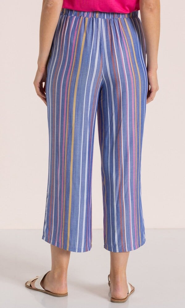 Wide Leg Stripe Cropped Trousers