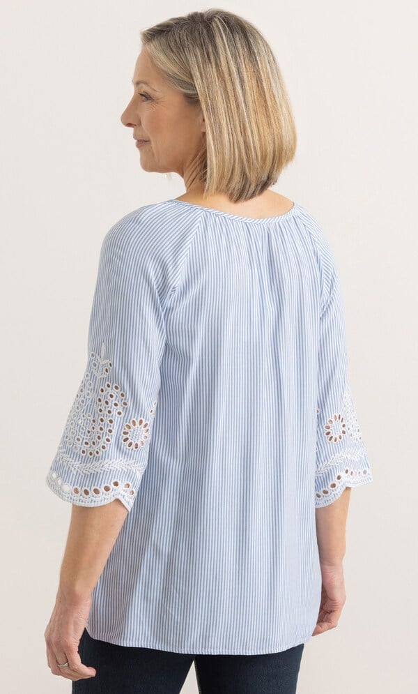 Anna Rose Embroidered Stripe Top