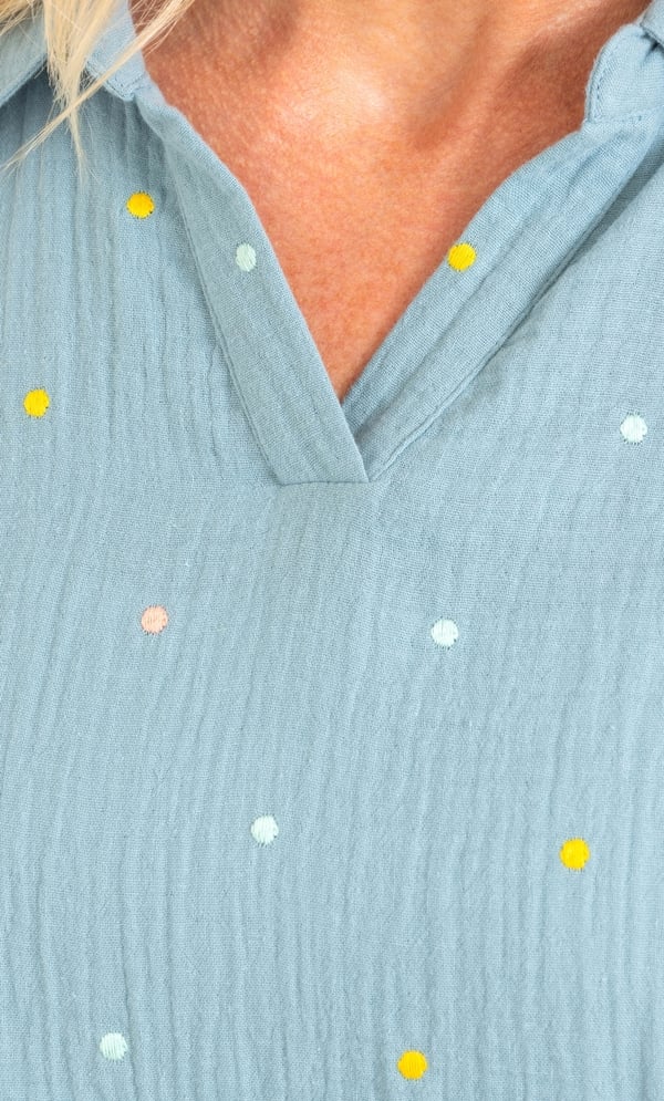 Anna Rose Embroidered Spot Cotton Top