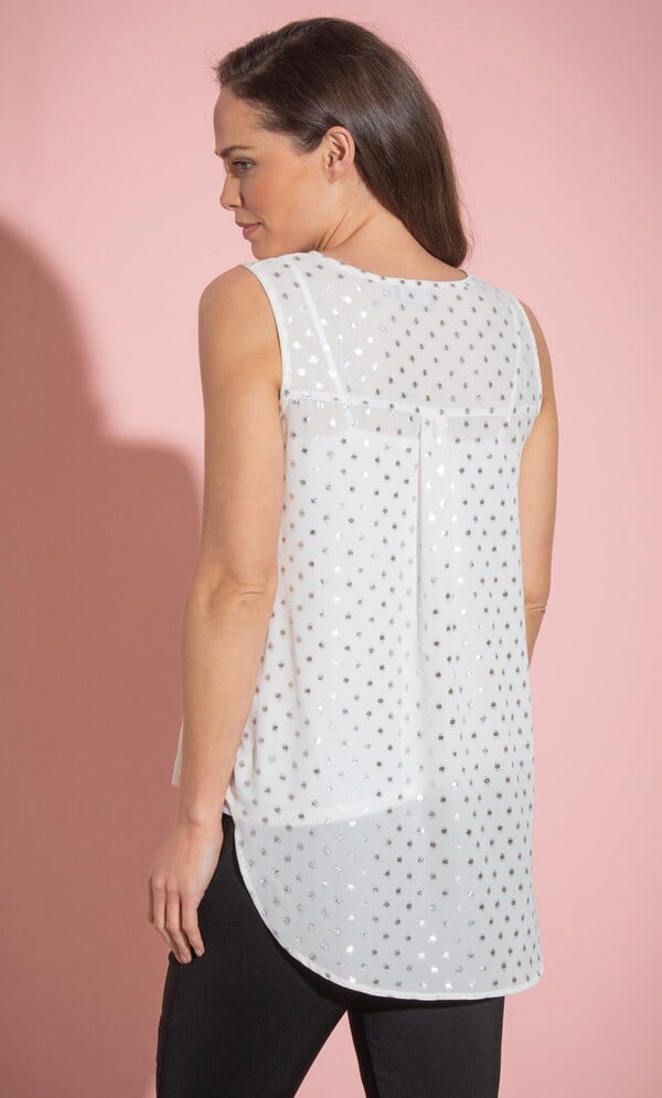 Foil Spot Printed Chiffon Top