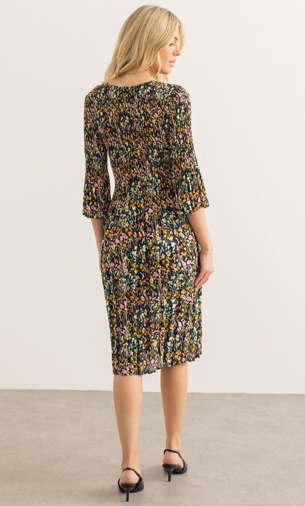 strapless open back dress Zara Women's Long Sleeve Pleated A-line Dress | M UK10-12 main image 1