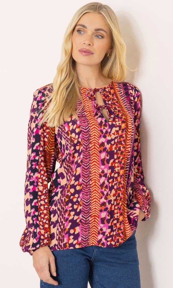 Abstract Printed Long Sleeve Top