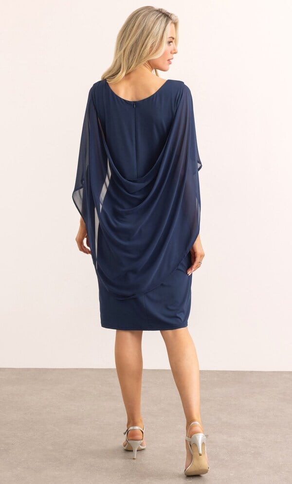 Embellished Chiffon Cape Dress