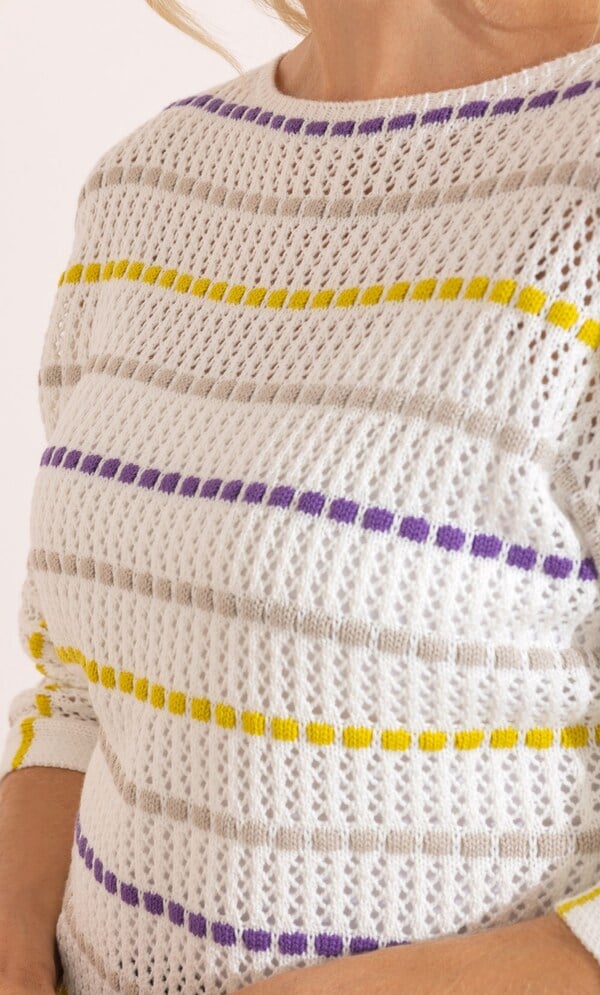 Striped Crochet Knit Jumper