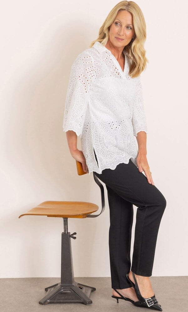 Anna Rose Eyelet Embroidered Cotton Top