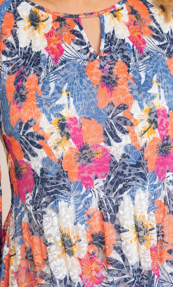 Bouquet Printed Pleated Lace Top