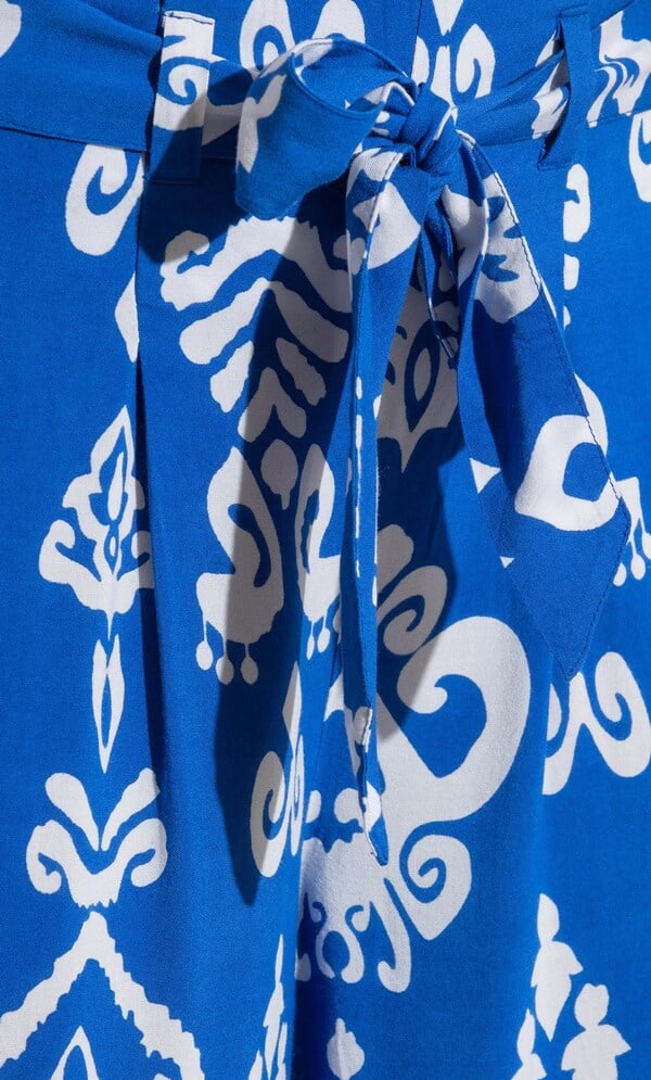 Printed Wide Leg Cropped Trousers