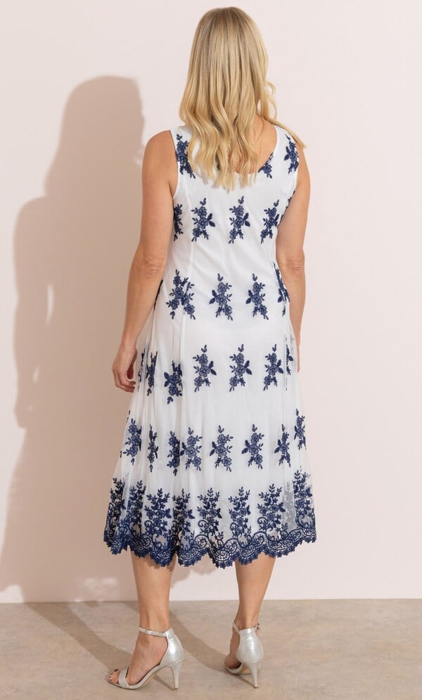 Anna Rose Embroidered Mesh Midi Dress