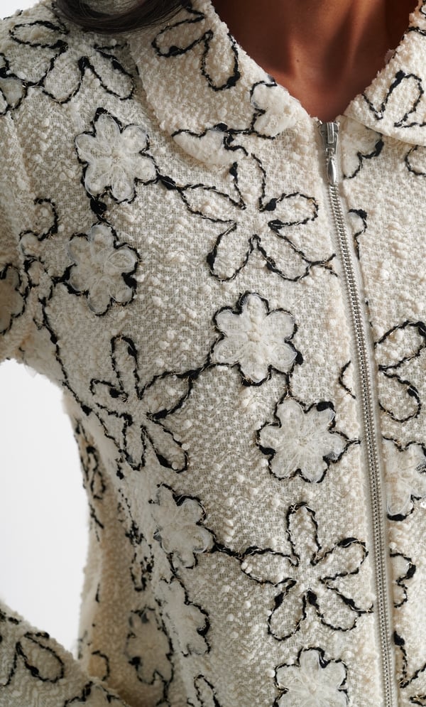 Anna Rose Embellished Zip Boucle Jacket
