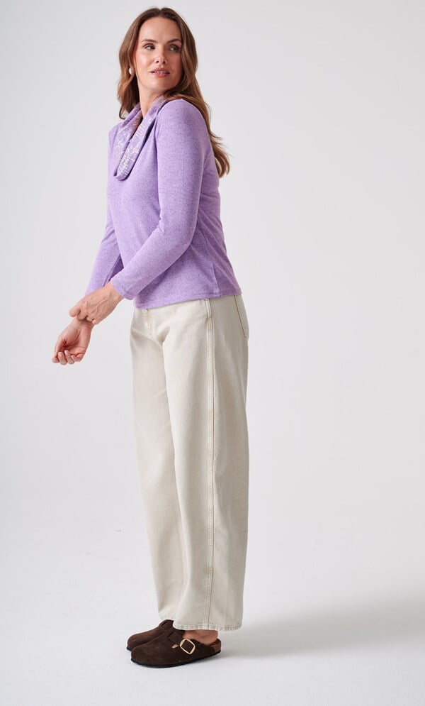 Anna Rose Foil Printed Cowl Neck Jumper