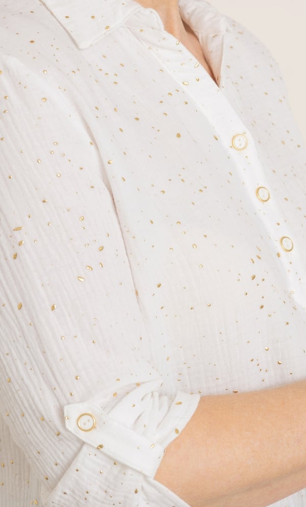 Anna Rose Shimmer Splash Textured Cotton Top