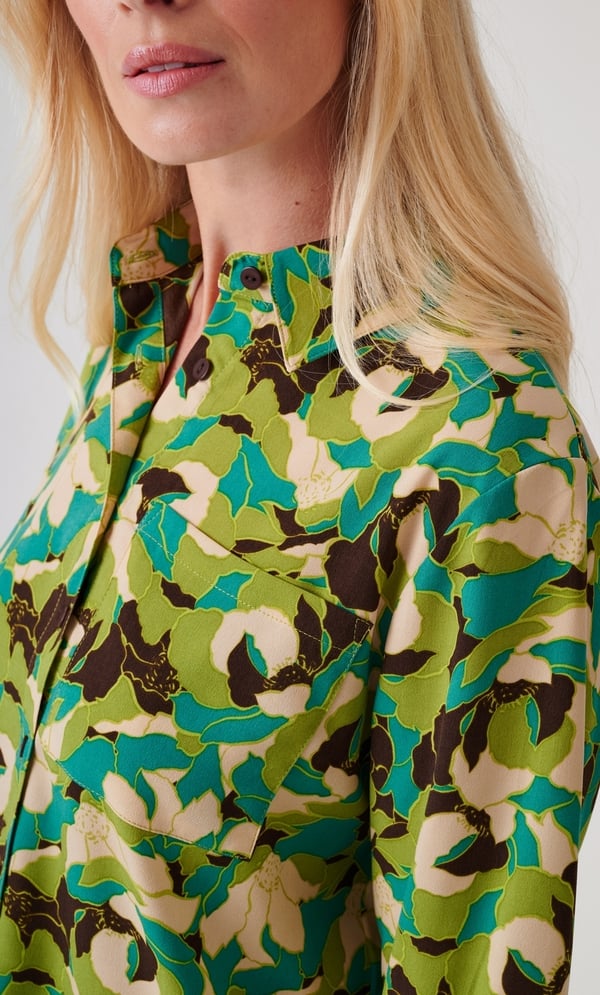Floral Printed High Low Overshirt
