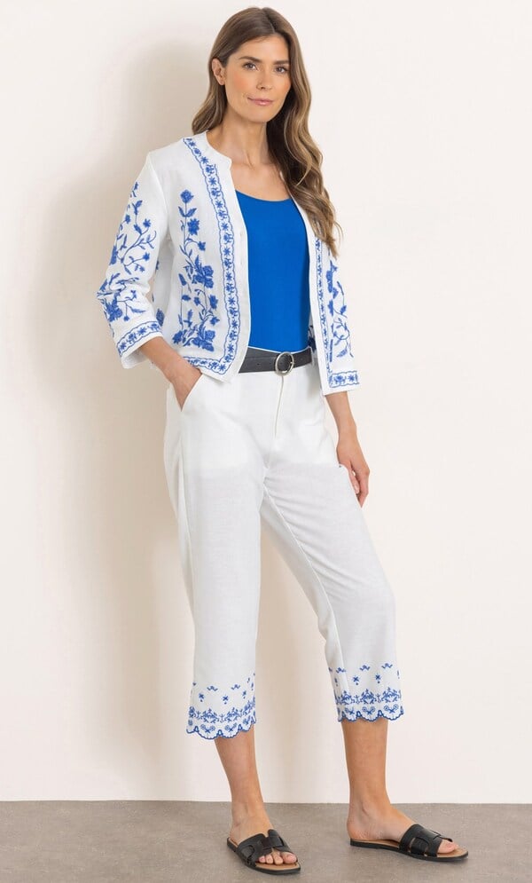 Embroidered Cropped Trousers