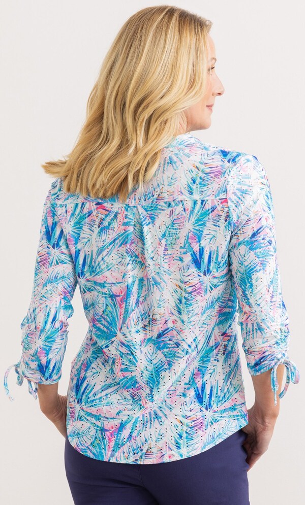 Anna Rose Printed Eyelet Jersey Top