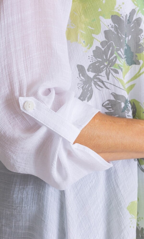 Placement Print Dipped Hem Tunic Top