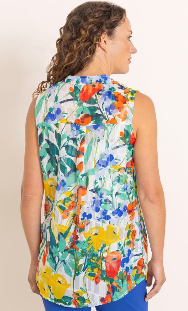 Anna Rose Garden Print And Shimmer Stripe Blouse