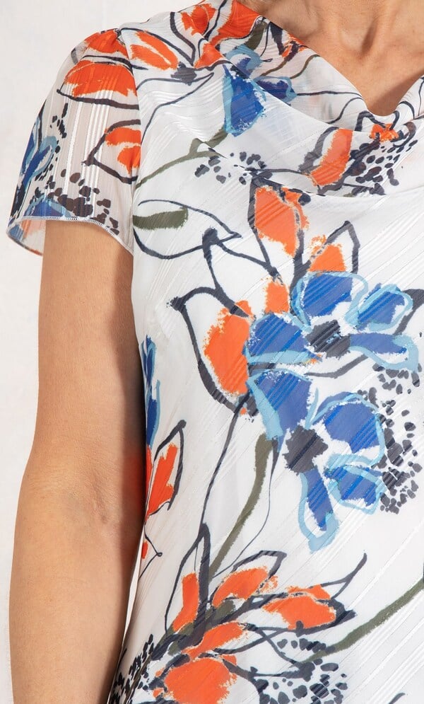 Anna Rose Floral Print Cowl Neck Top