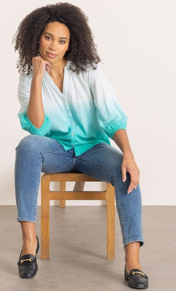 Dip Dye Cotton Blouse