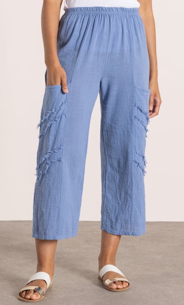 Wide Leg Cropped Cotton Trousers