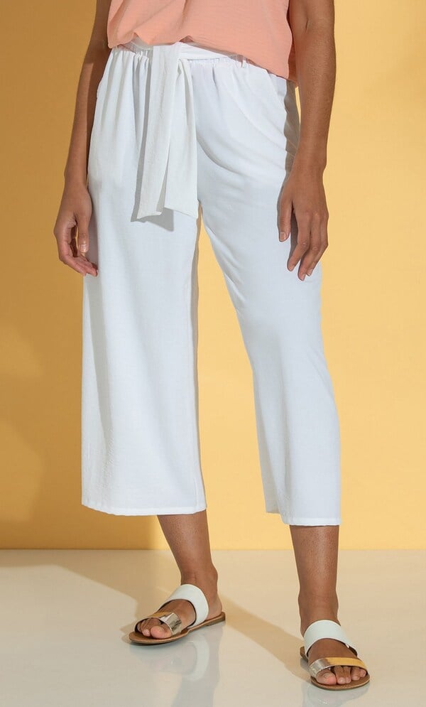 Cropped Wide Leg Pull On Trousers