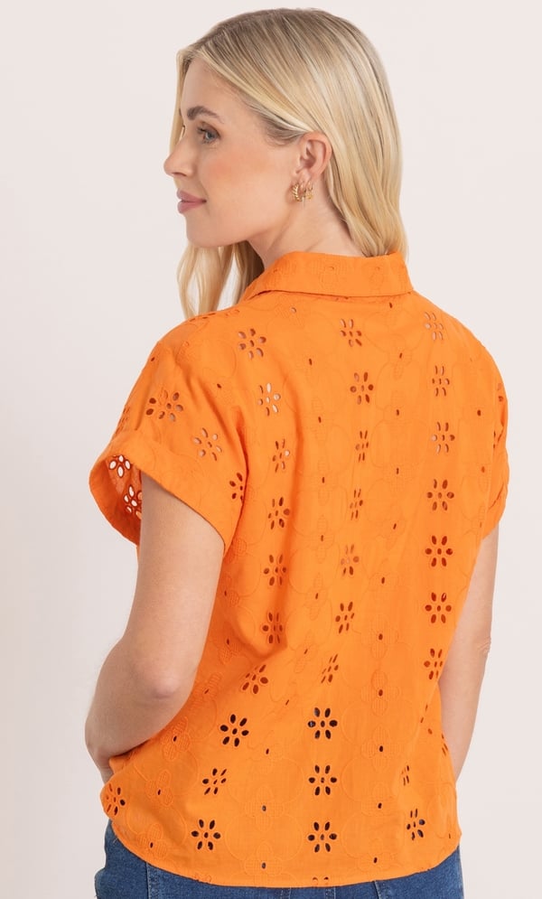Embroidered Tie Front Cotton Shirt
