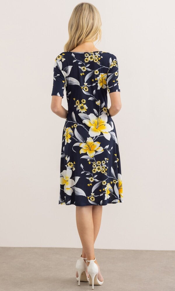Textured Floral Print Jersey Twist Dress