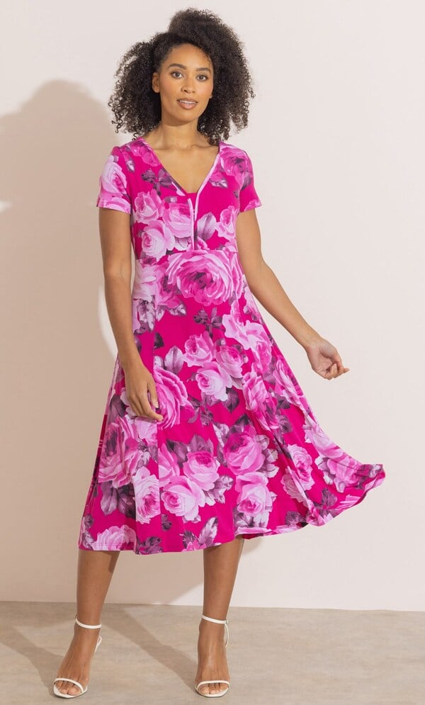 Bouquet Print Short Sleeve Dress