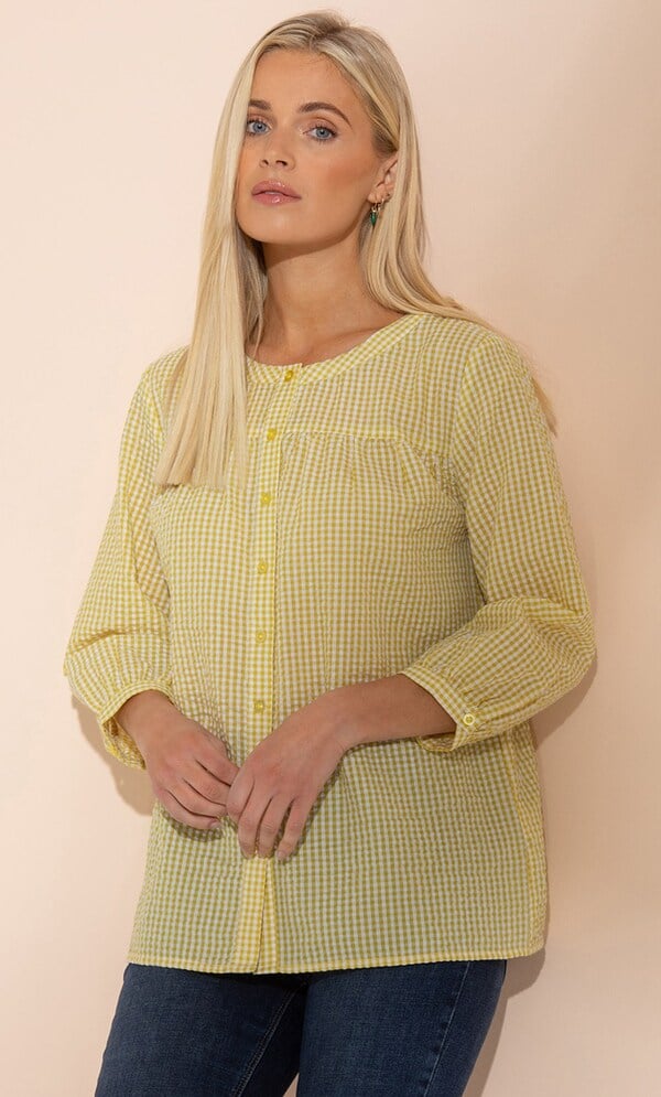 Seersucker Checked Blouse