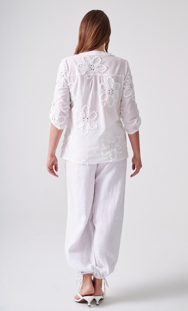 Anna Rose Applique Pattern Cotton Blouse
