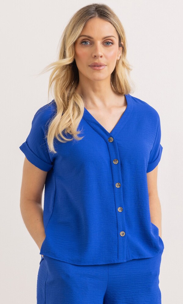 Textured V Neck Blouse