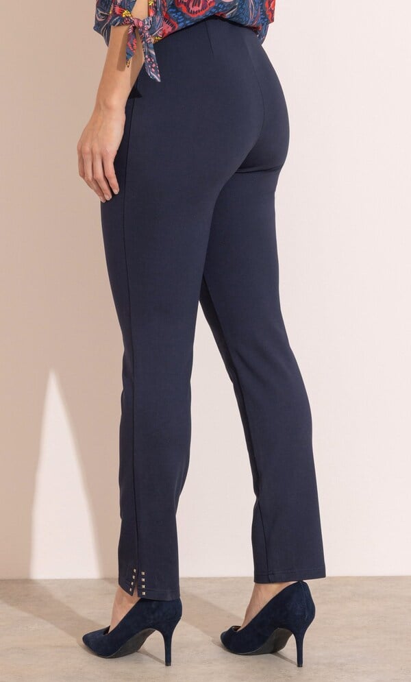 Slim Leg Studded Pull On Ponte Trousers