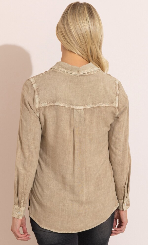 Embroidered Washed Long Sleeve Shirt
