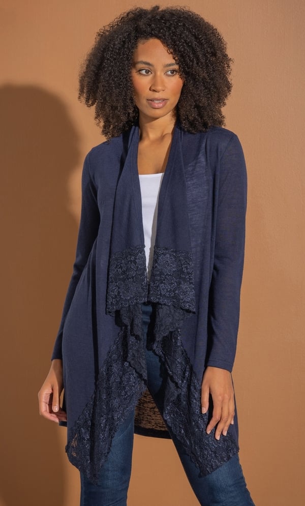 Lace Trim Knitted Cardigan