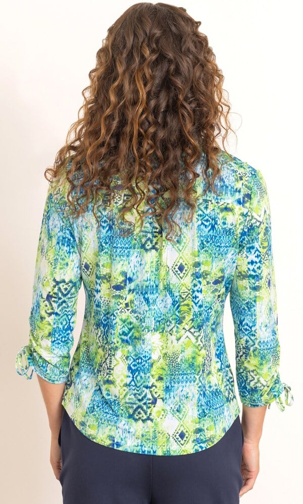 Anna Rose Printed Tie Sleeve Jersey Top
