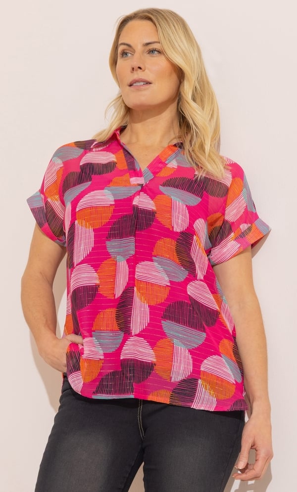 Anna Rose Printed Shimmer Top