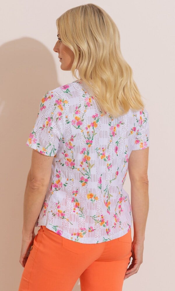 Anna Rose Garden Print Short Sleeve Blouse