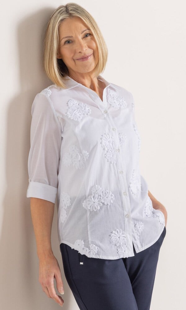 Anna Rose Cotton Applique Blouse