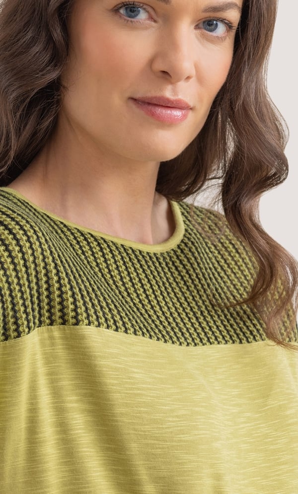 Crochet Knit Panel Jersey Top
