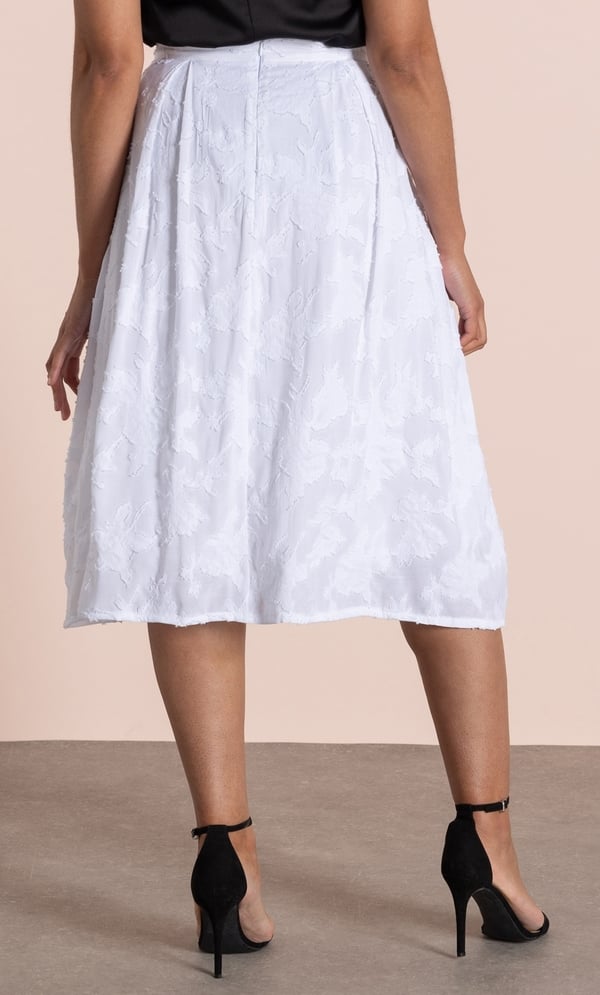 Box Pleat Jacquard Cotton Blend Skirt