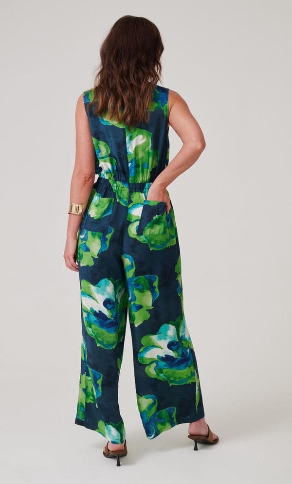 Printed Wide Leg Sleeveless Jumpsuit