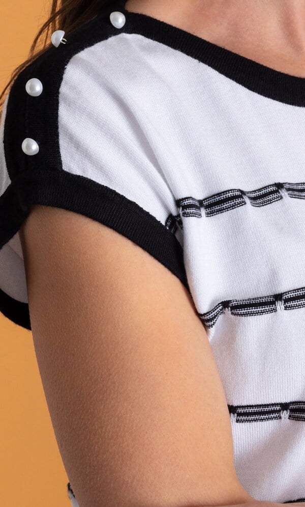 Stripe Knitted Short Sleeve Top