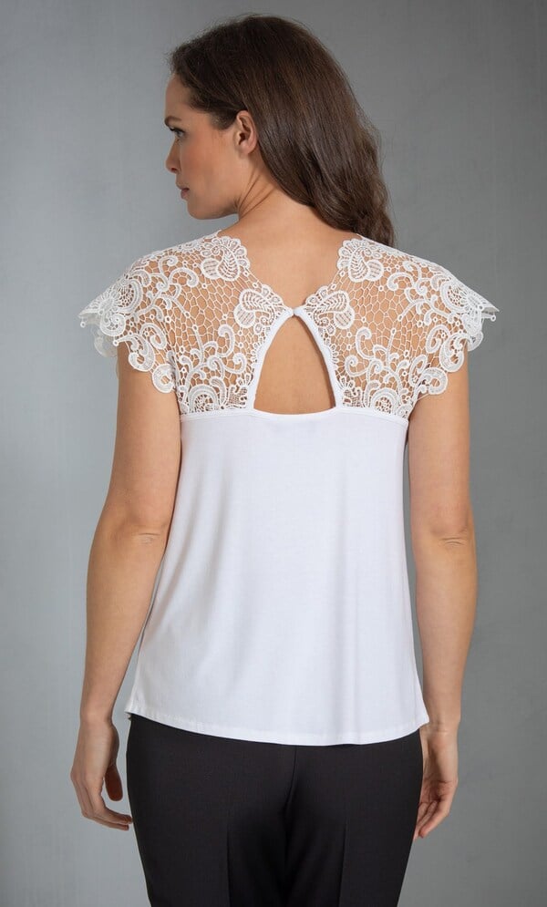 Lace Trim Jersey Top