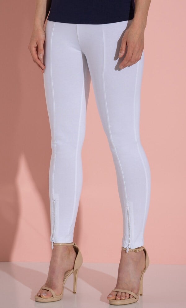 Embellished Zip Hem Jersey Full Length Leggings