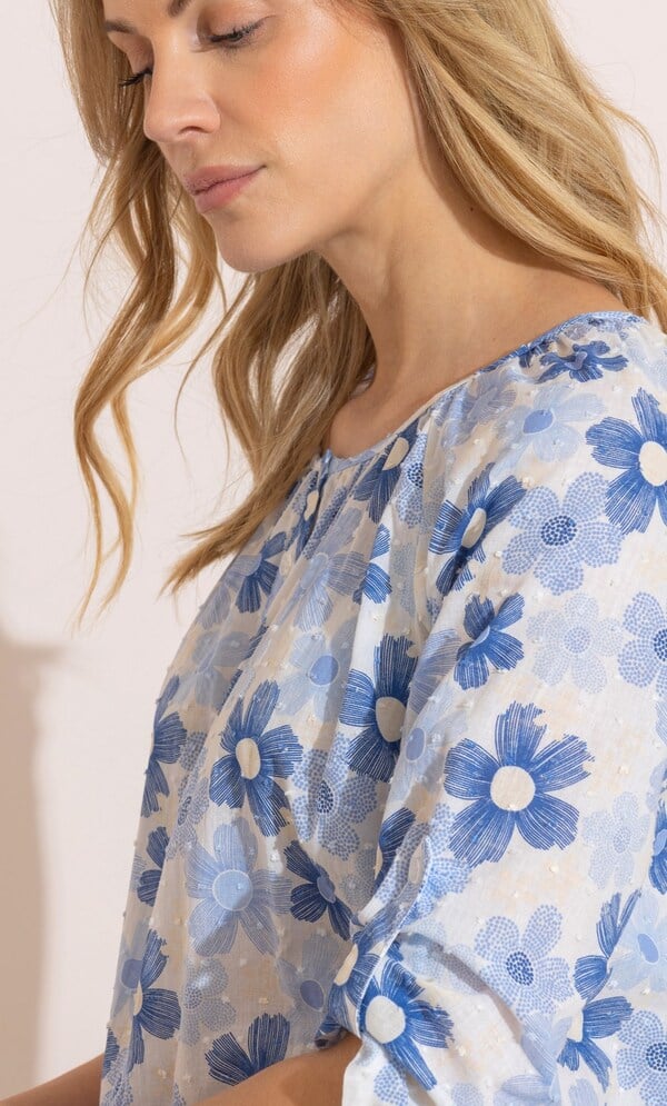 Floral Print Cotton Blouse