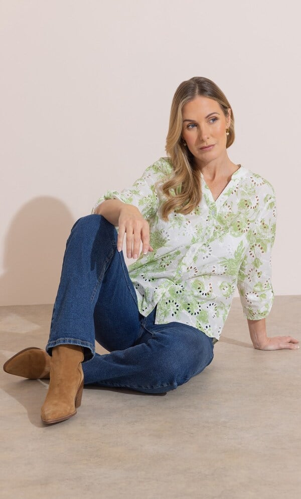 Floral Eyelet Cotton Blouse