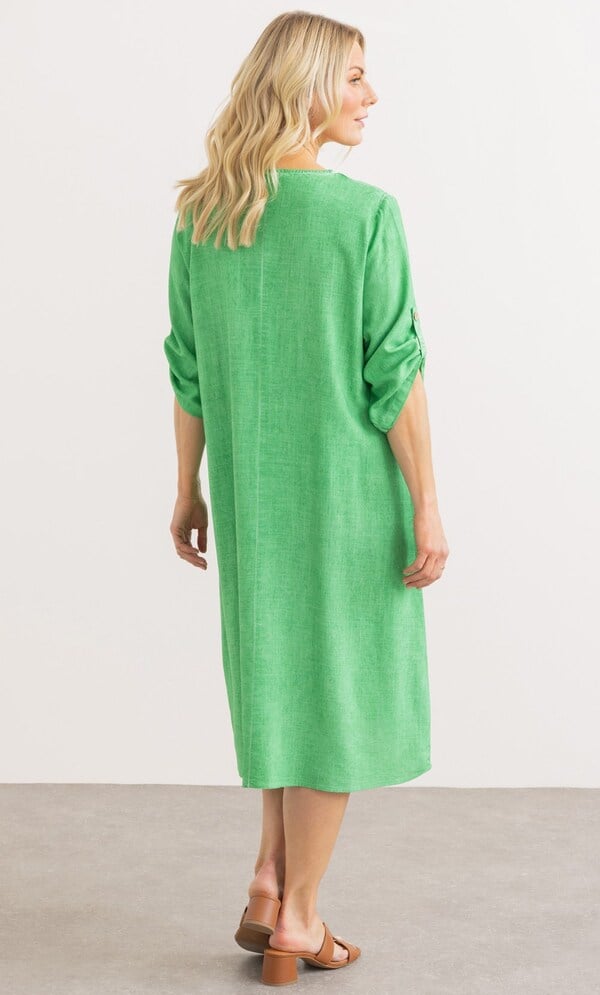 Printed Relaxed Fit Linen Blend Dress