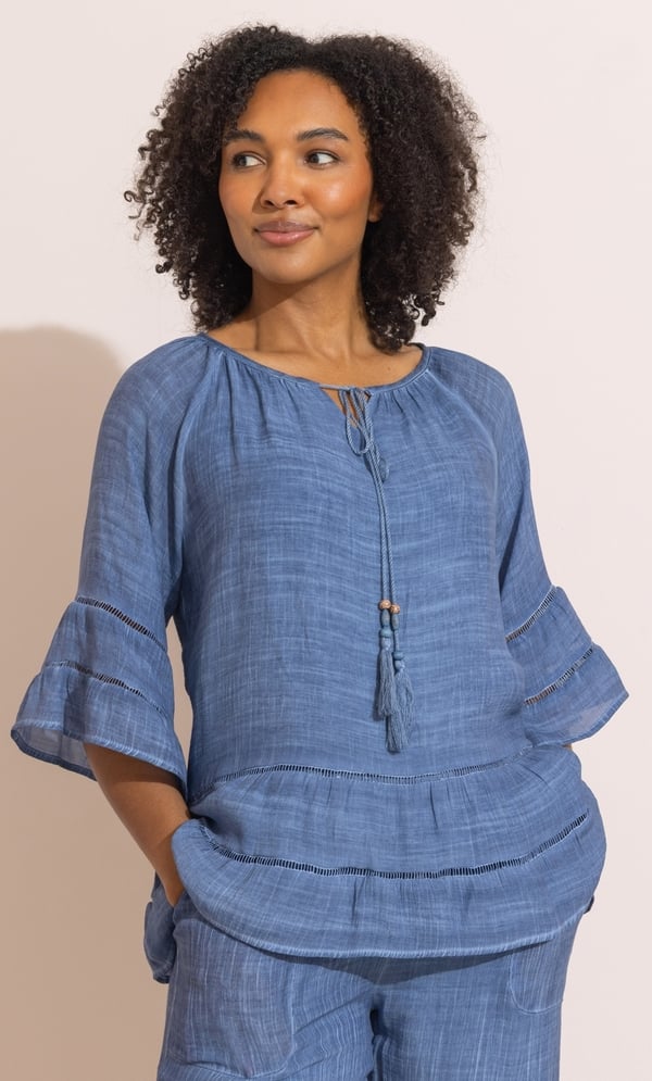 Ruffle Hem Peplum Top