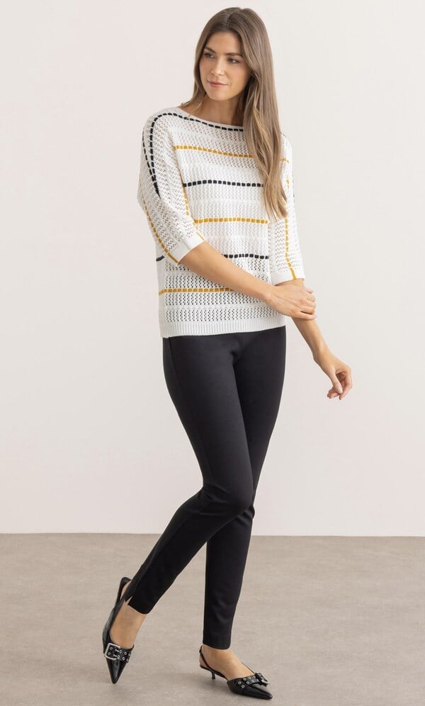 Striped Crochet Knit Jumper