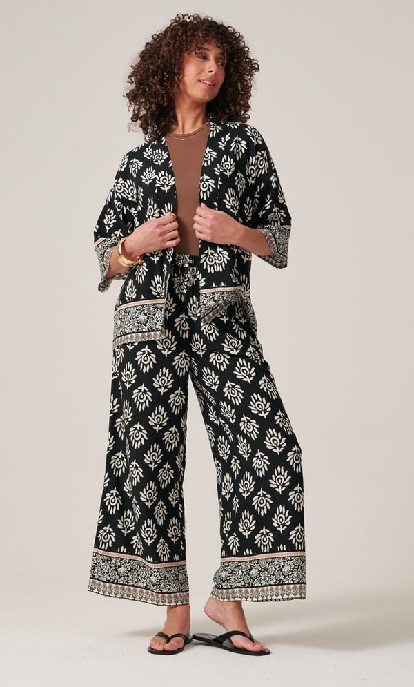 Printed Wide Leg Trousers